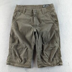 Kuhl Krux Cargo Shorts Mens 30 Olive Green Hiking Outdoor Cotton Blend Pants